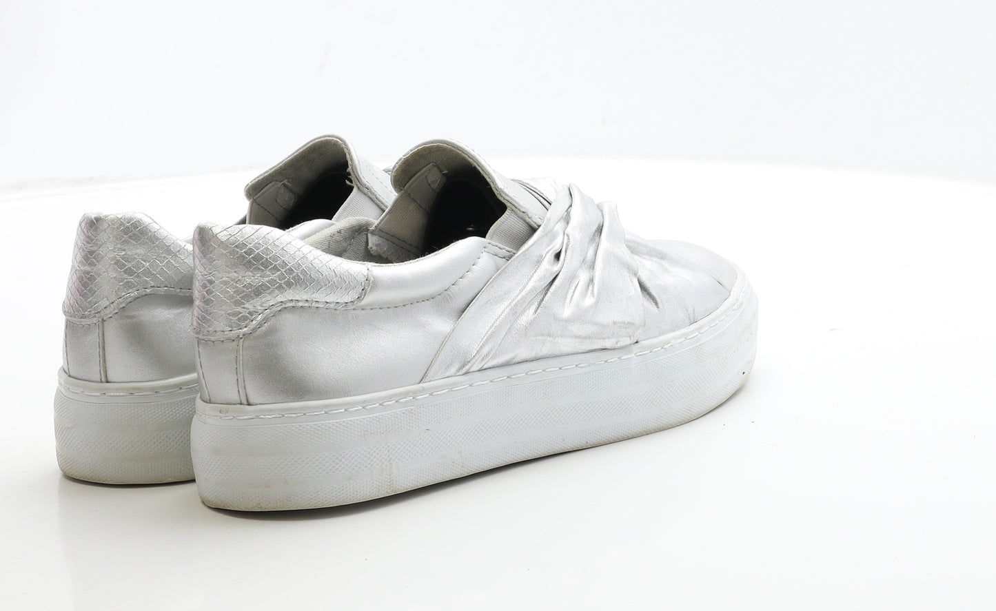 Star Collection Womens Silver Leather Slip On Flat UK 7 40