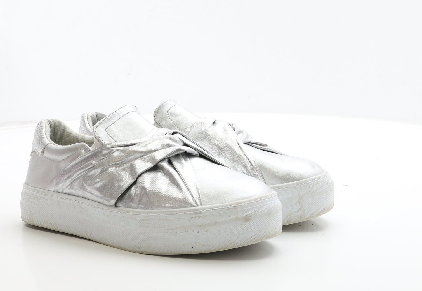 Star Collection Womens Silver Leather Slip On Flat UK 7 40