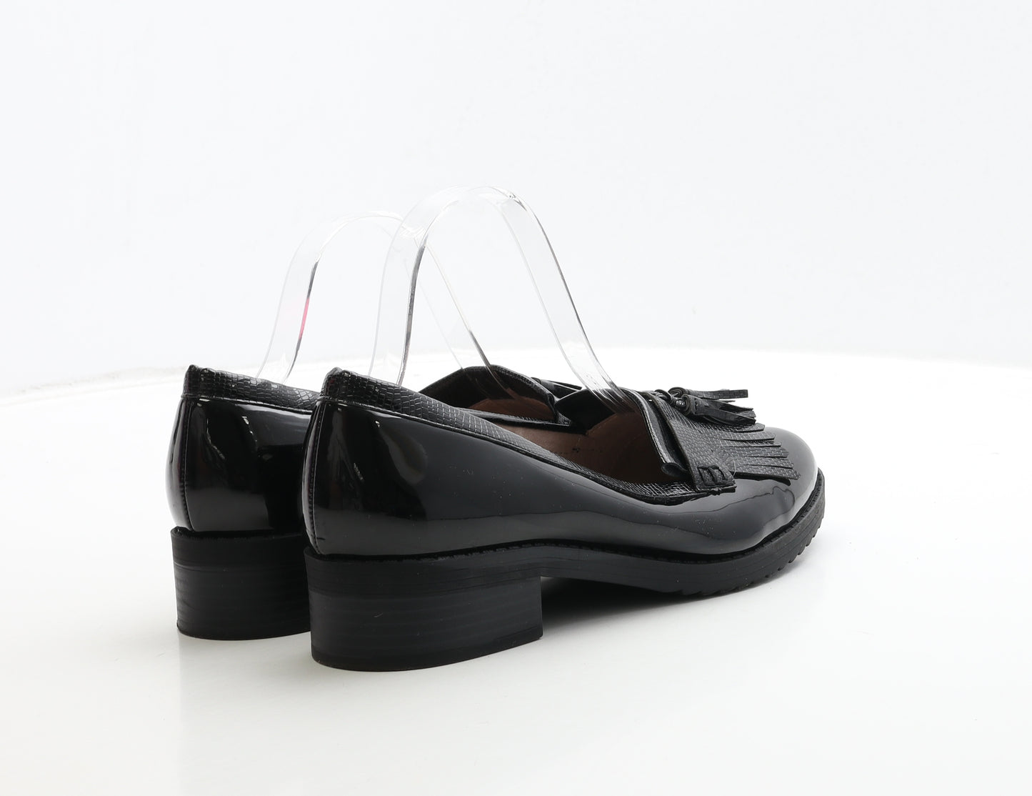 NEXT Womens Black Leather Loafer Casual UK 6 39 - Wide Fit