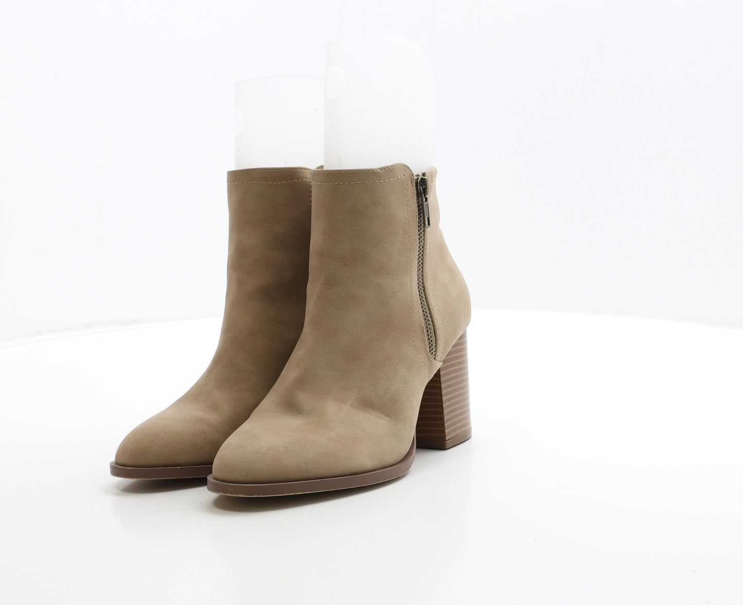 Primark Womens Beige Leather Bootie Boot UK 4 37