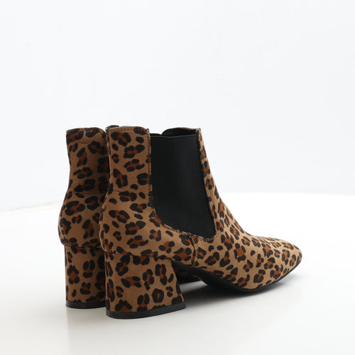 Primark Womens Brown Animal Print Suede Chelsea Boot UK 3 36 - Leopard Print