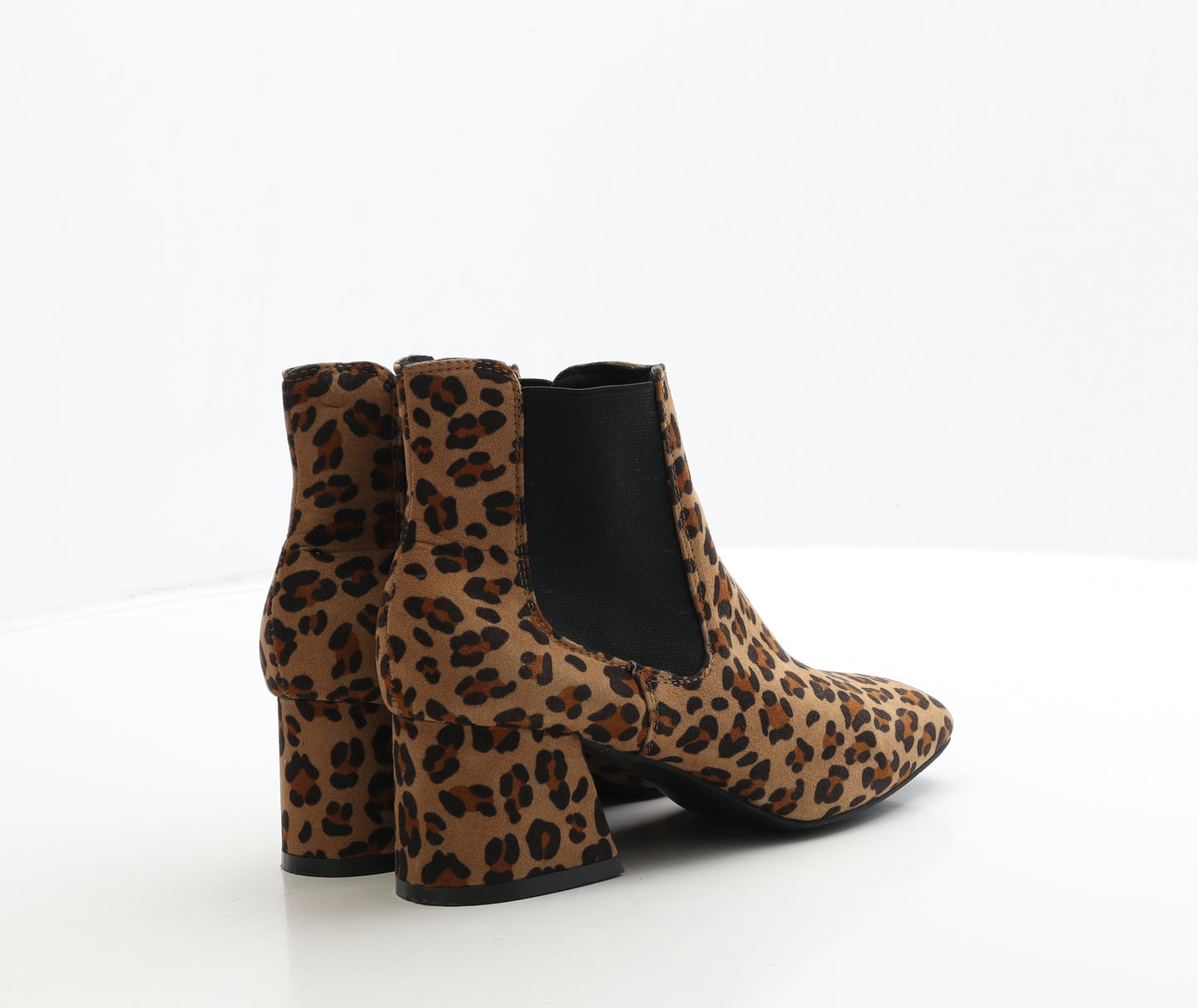 Primark Womens Brown Animal Print Suede Chelsea Boot UK 3 36 - Leopard Print