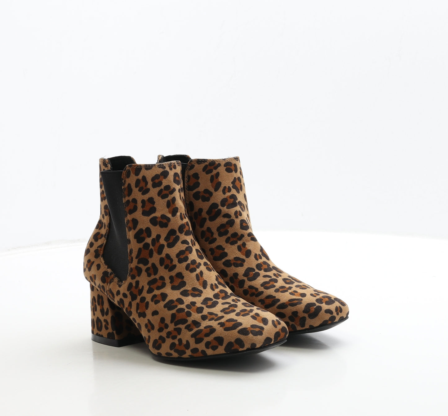 Primark Womens Brown Animal Print Suede Chelsea Boot UK 3 36 - Leopard Print