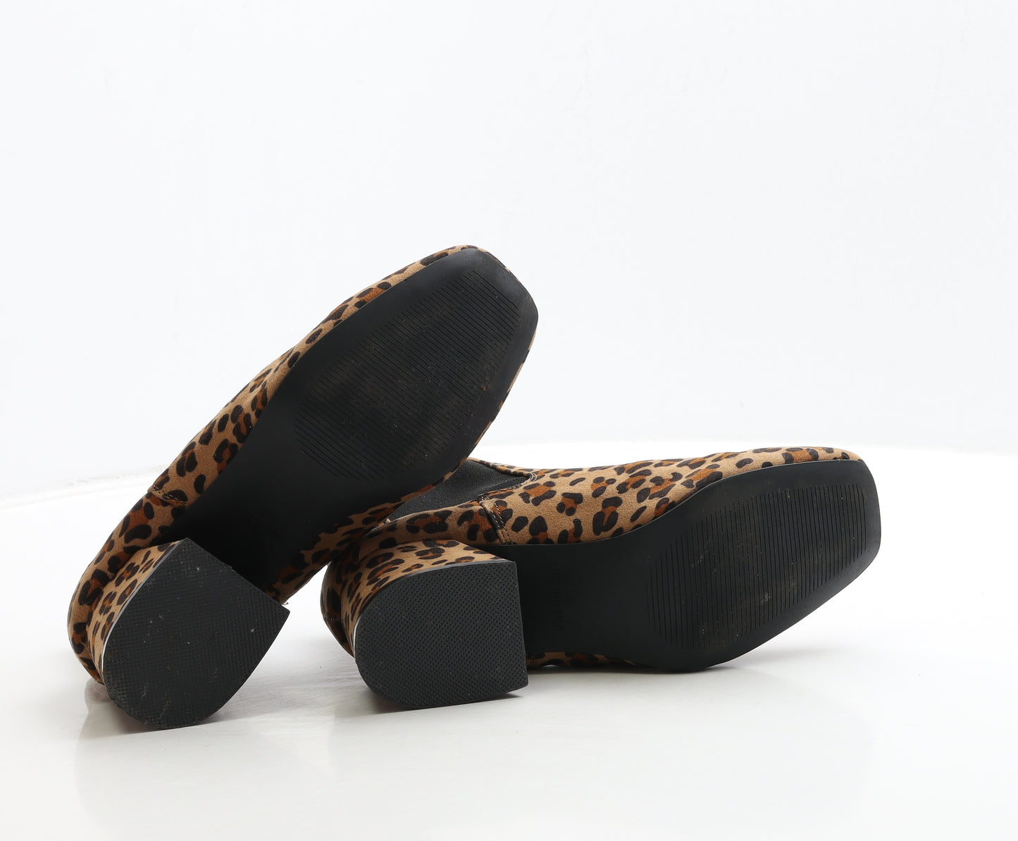 Primark Womens Brown Animal Print Suede Chelsea Boot UK 3 36 - Leopard Print