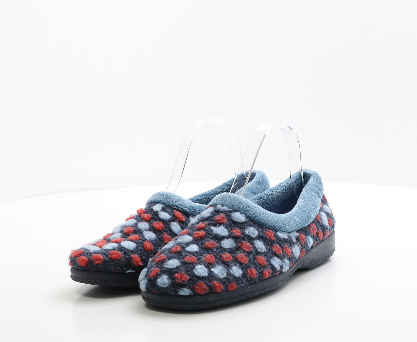 Pavers Womens Blue Spotted Polyester Slip On Slipper UK 39