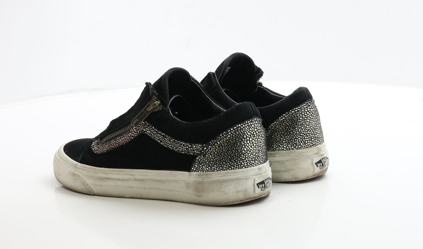 VANS Womens Black Geometric Suede Trainer UK 5 38