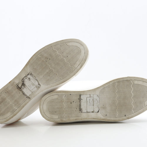 Primark Womens White Leather Trainer UK 6 39 - Gold Detail