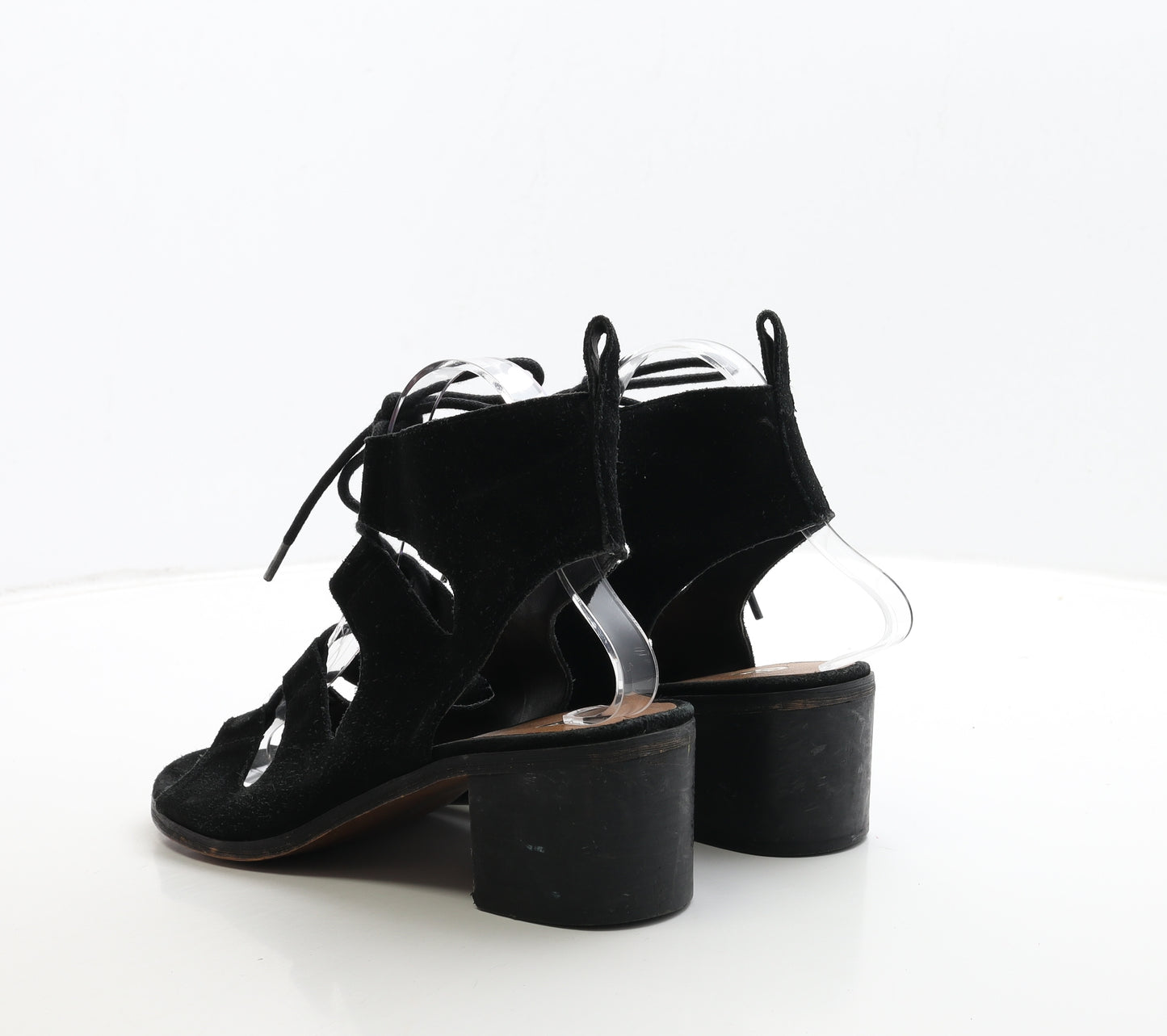 River Island Womens Black Suede Gladiator Heel UK 6 39