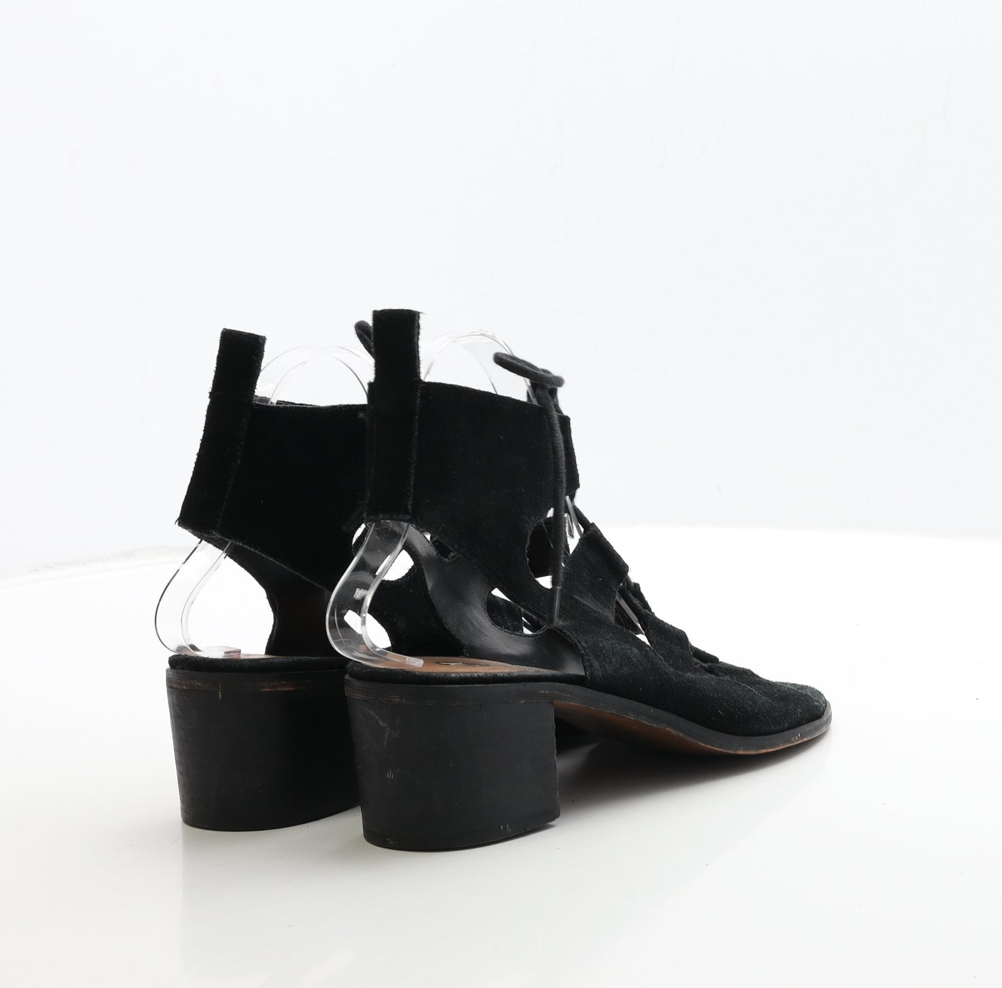 River Island Womens Black Suede Gladiator Heel UK 6 39