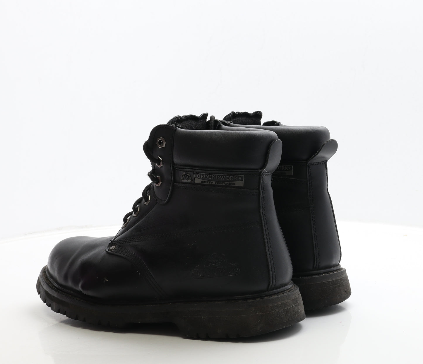 Groundwork Mens Black Leather Combat Boot UK 10 44 - Work Boots