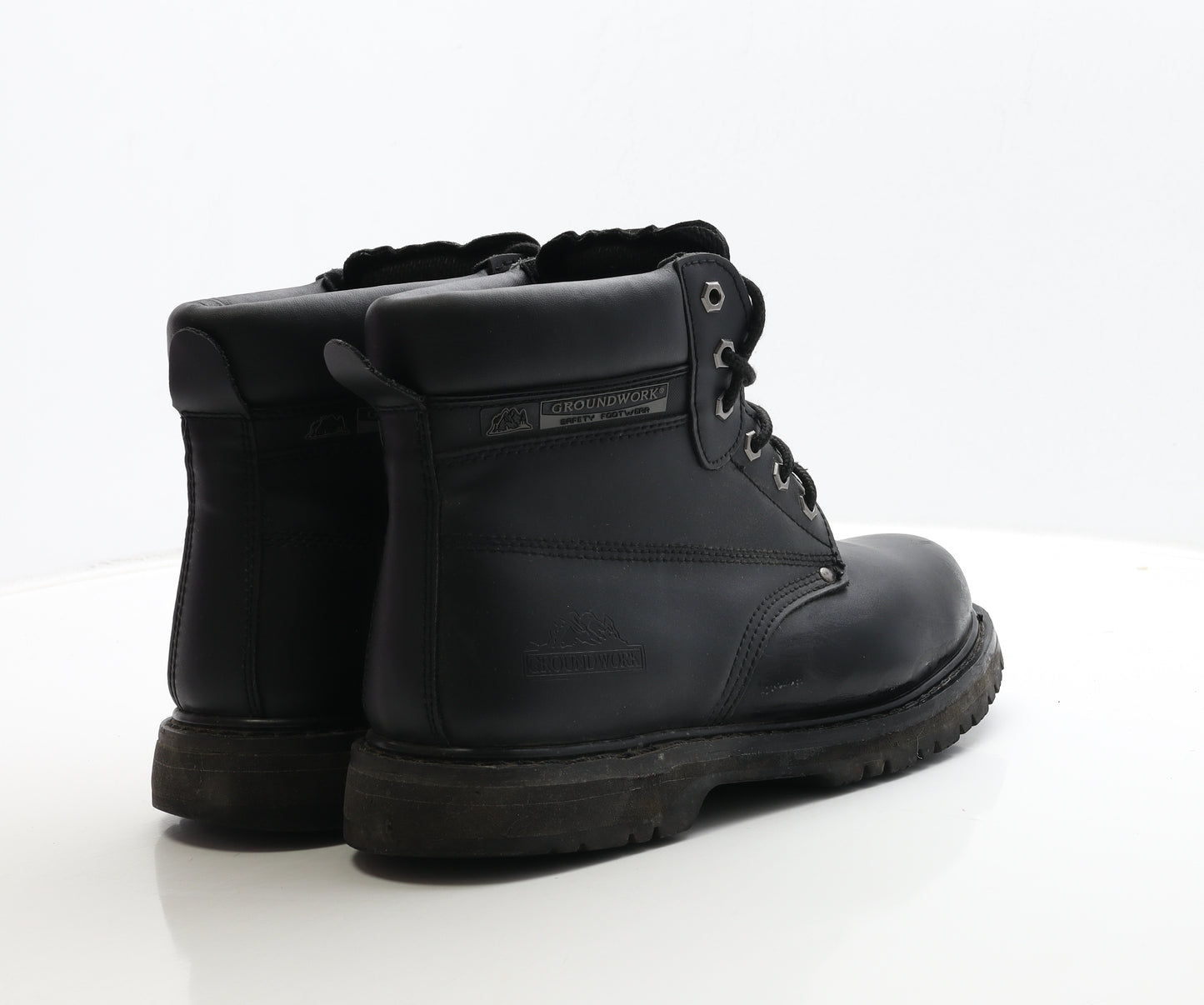 Groundwork Mens Black Leather Combat Boot UK 10 44 - Work Boots