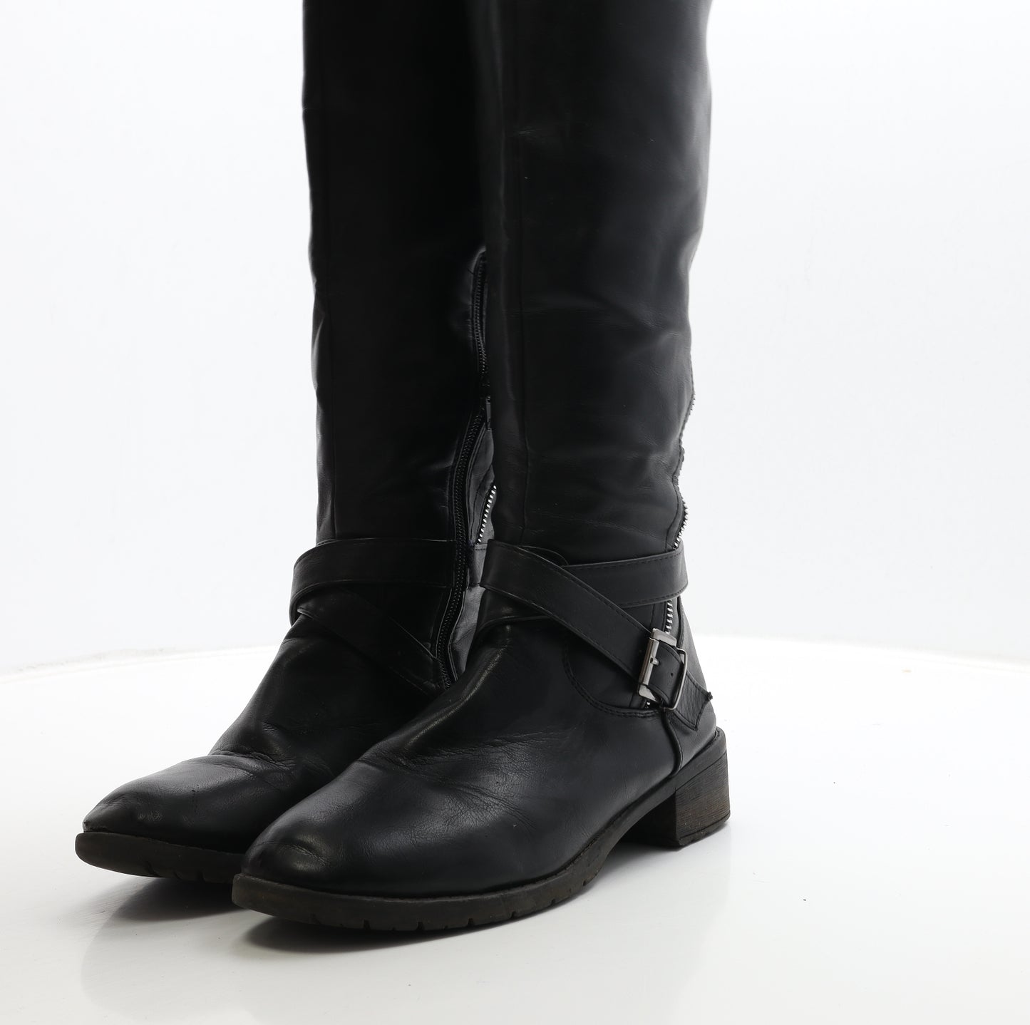 Truffle Collection Womens Black Leather Biker Boot UK 6 39