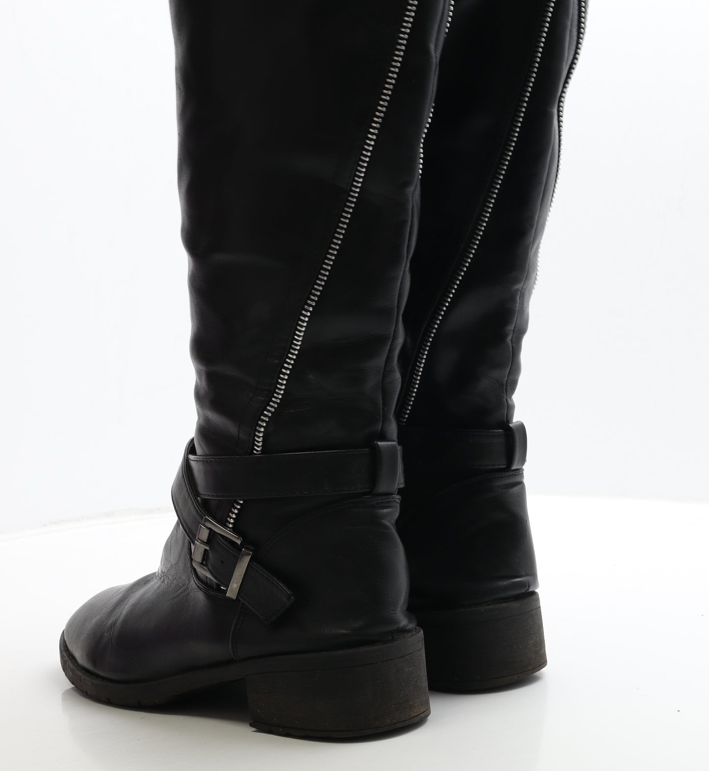 Truffle Collection Womens Black Leather Biker Boot UK 6 39