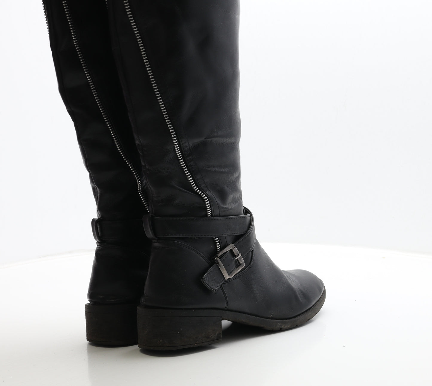 Truffle Collection Womens Black Leather Biker Boot UK 6 39