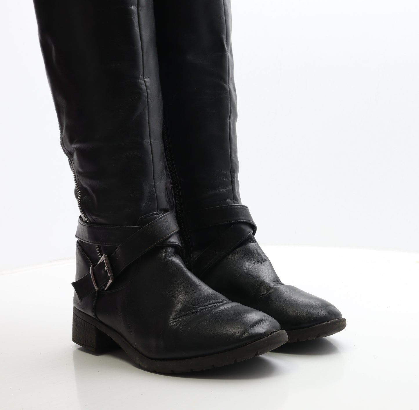 Truffle Collection Womens Black Leather Biker Boot UK 6 39