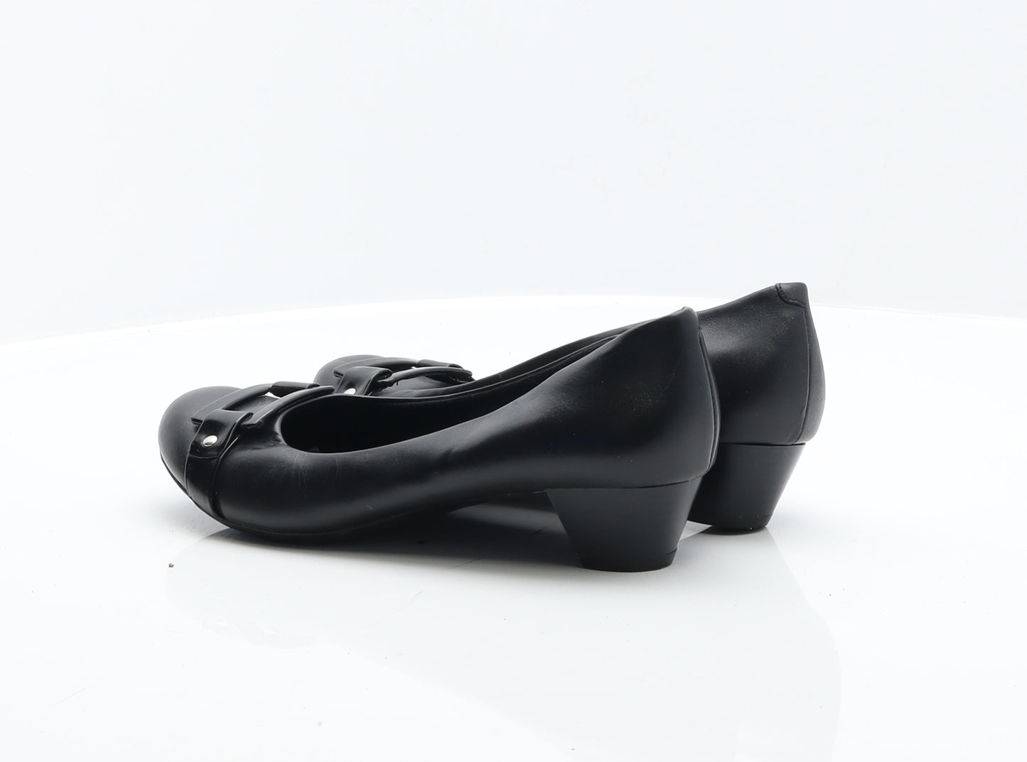 Clarks Womens Black Leather Court Heel UK 6.5