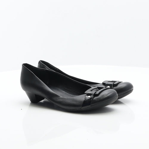 Clarks Womens Black Leather Court Heel UK 6.5