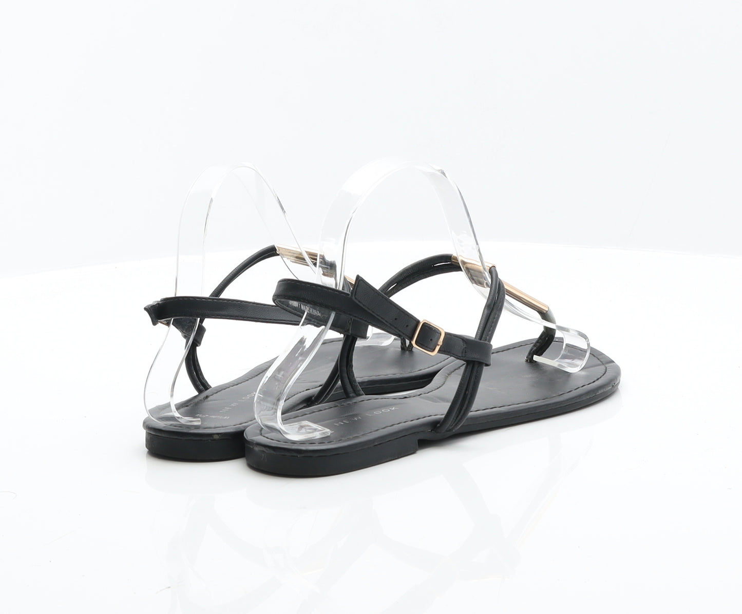 New Look Womens Black Leather Flat UK 7 40