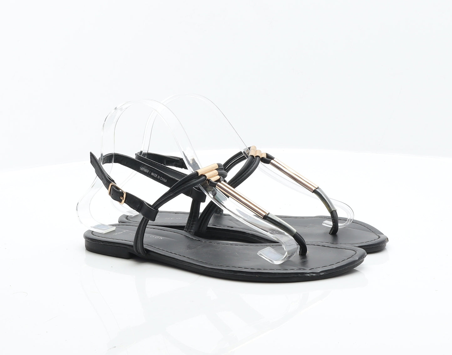 New Look Womens Black Leather Flat UK 7 40