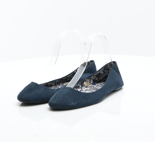 Preworn Womens Blue Leather Ballet Flat UK 4 37