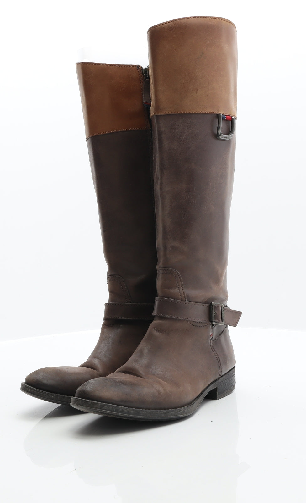 Tommy Hilfiger Womens Brown Leather Biker Boot UK 6 39