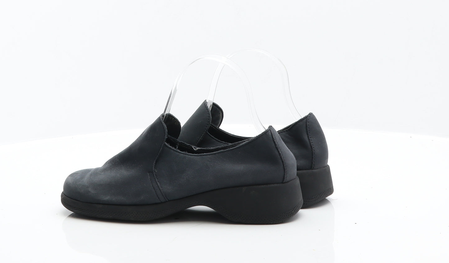 Preworn Womens Black Leather Loafer Flat UK 4 37