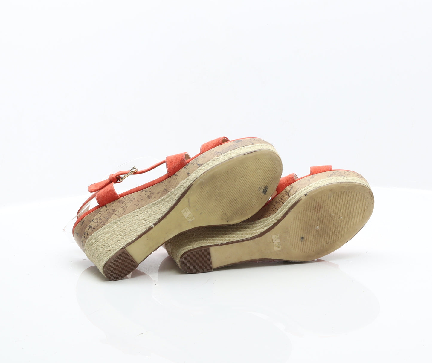 F&F Womens Orange Suede Platform Heel UK 7