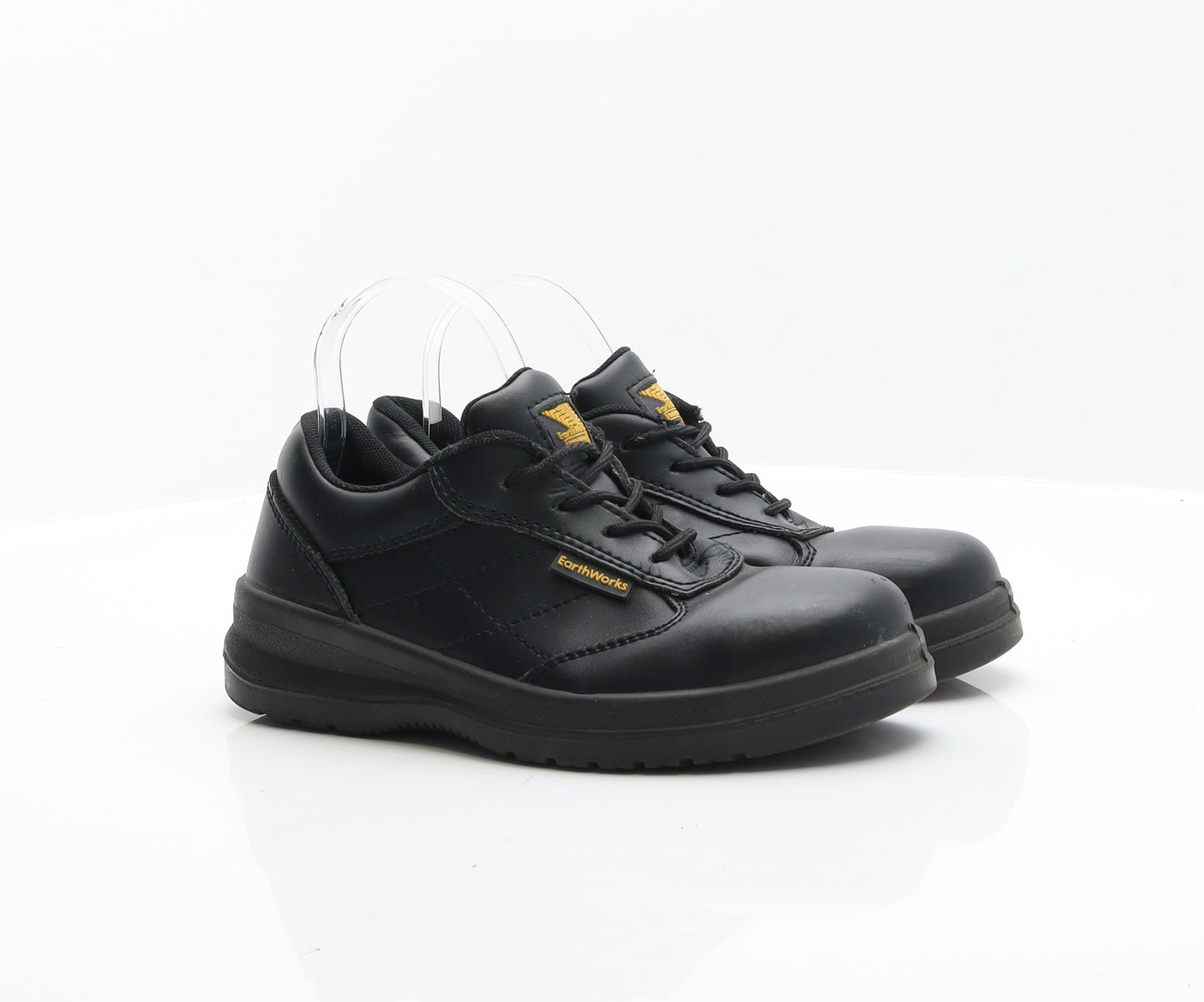 EarthWorks Womens Black Leather Combat Boot UK 5 38