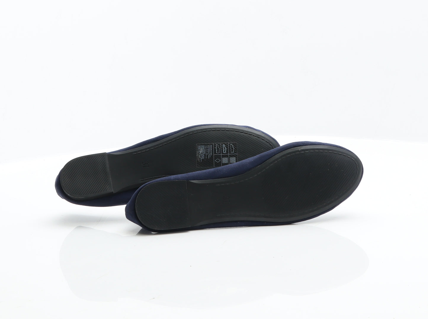 H&M Womens Blue Suede Ballet Flat UK 4 37