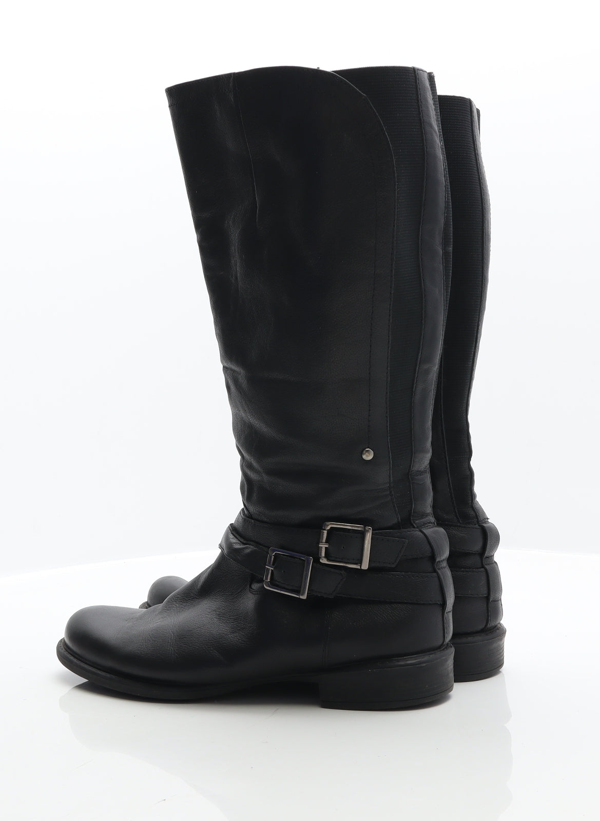 George Womens Black Leather Biker Boot UK 7