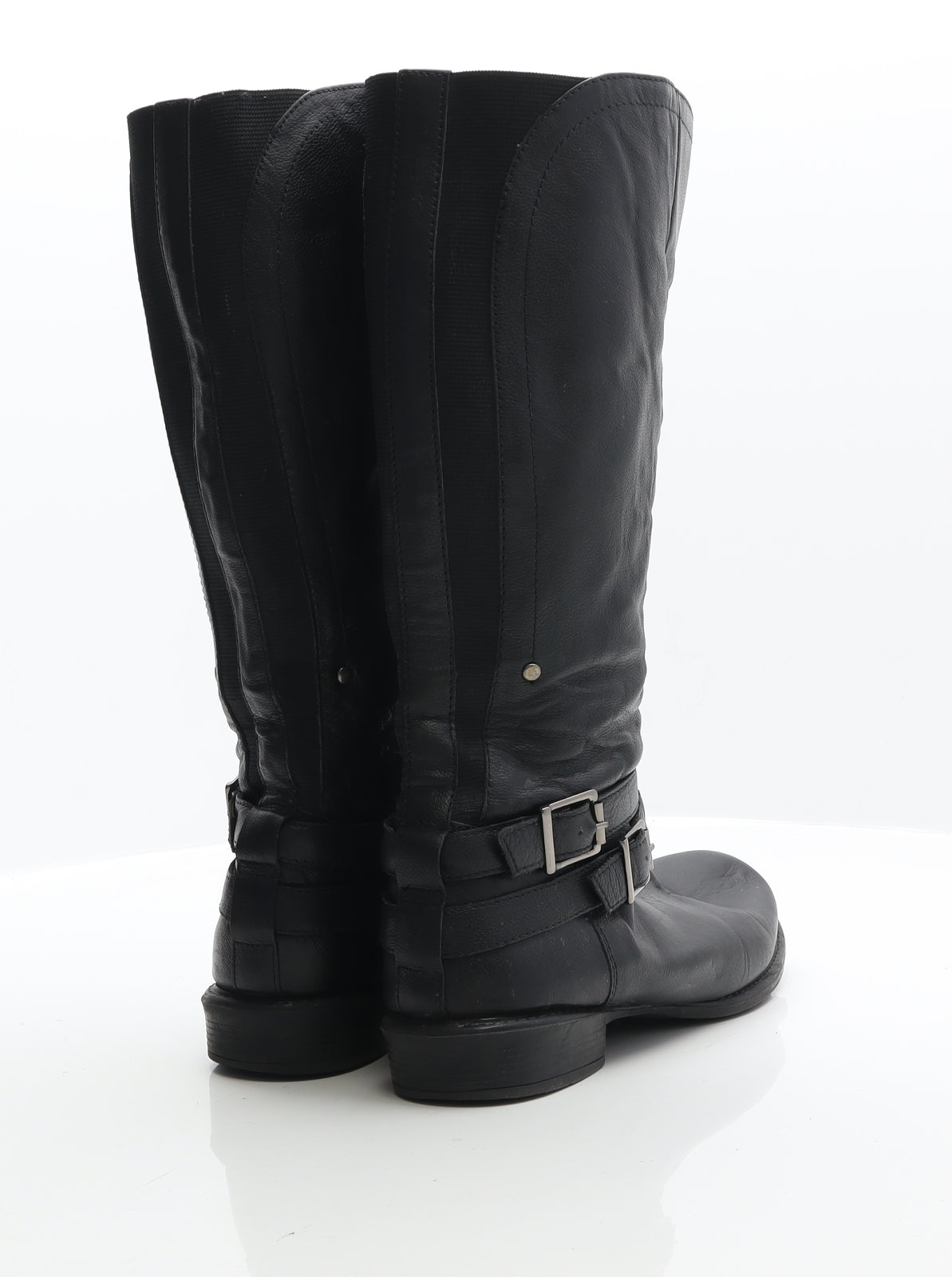 George Womens Black Leather Biker Boot UK 7