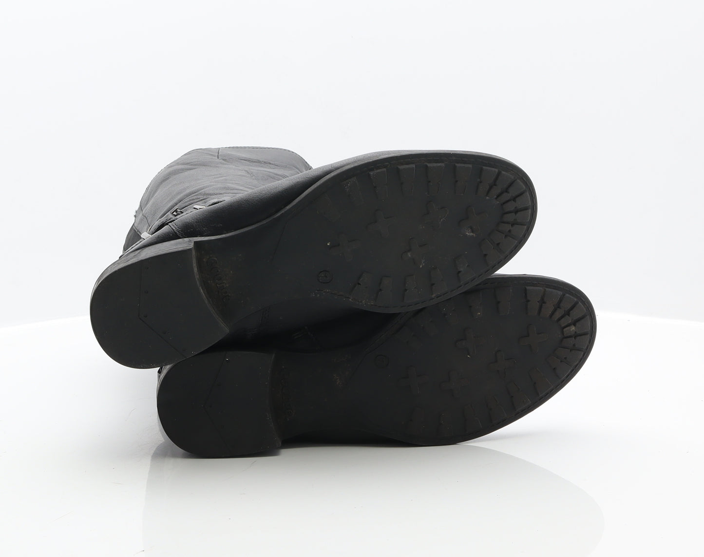 George Womens Black Leather Biker Boot UK 7