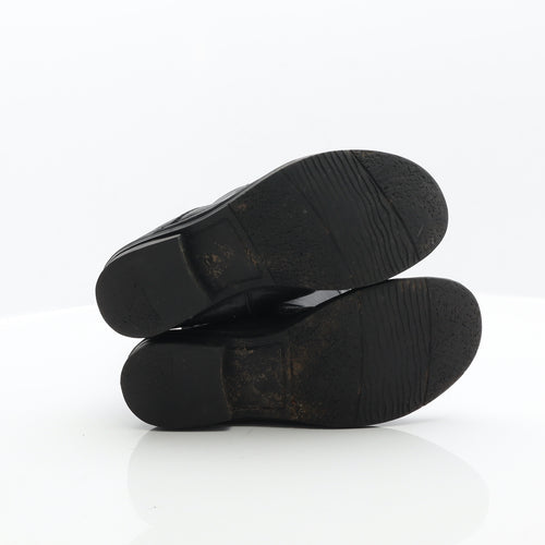 Preworn Womens Black Leather Biker Boot UK 5