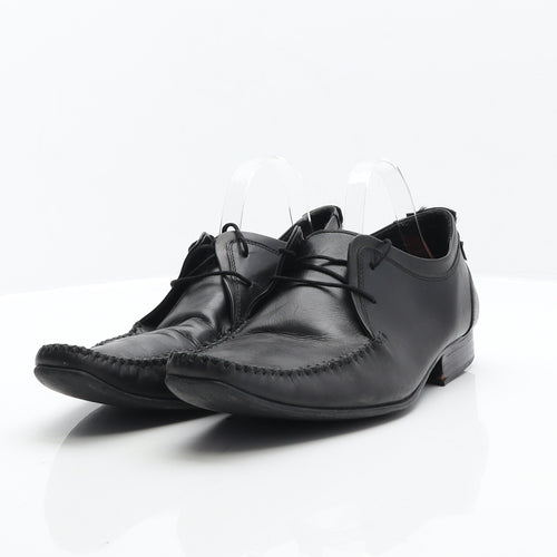 Ikon Mens Black Leather Oxford Dress UK 10