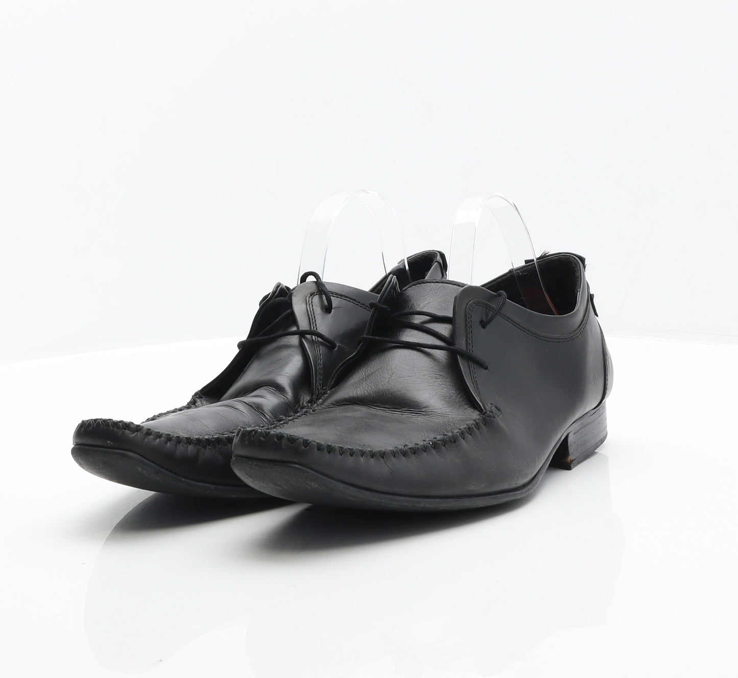 Ikon Mens Black Leather Oxford Dress UK 10