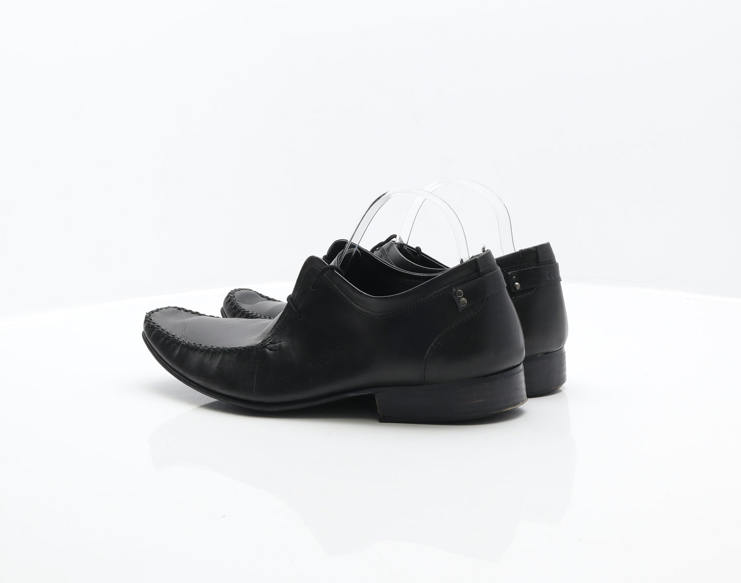 Ikon Mens Black Leather Oxford Dress UK 10