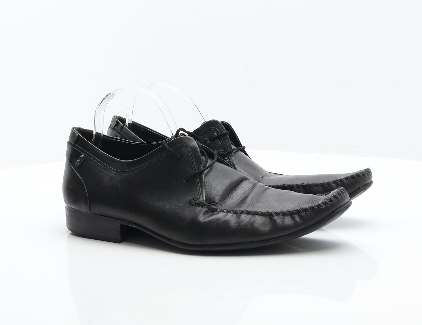 Ikon Mens Black Leather Oxford Dress UK 10