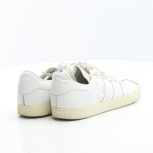 adidas Womens White Leather Trainer UK 3 35.5 - Gazelle