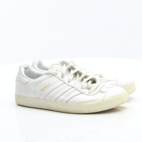 adidas Womens White Leather Trainer UK 3 35.5 - Gazelle