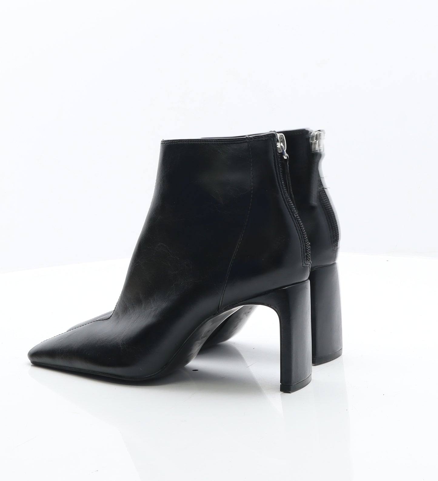 MNO Womens Black Leather Bootie Boot UK 3.5 36