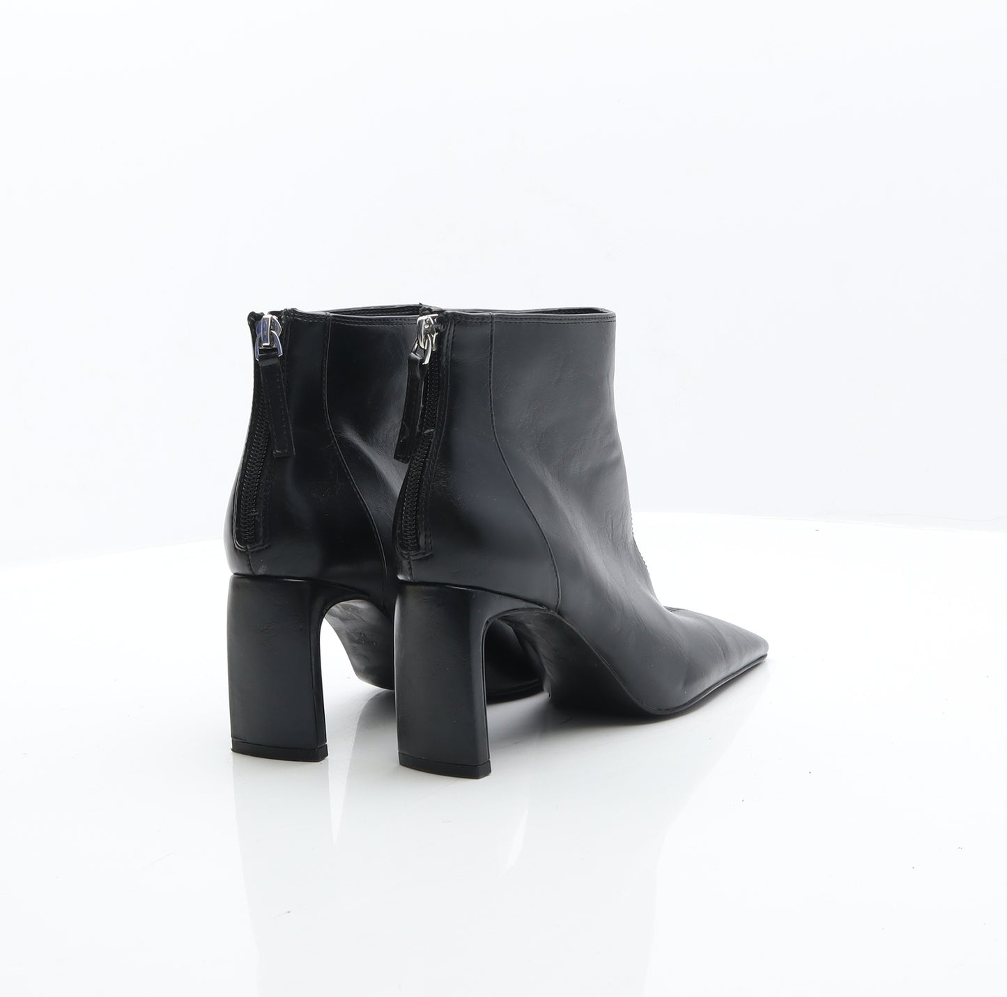 MNO Womens Black Leather Bootie Boot UK 3.5 36