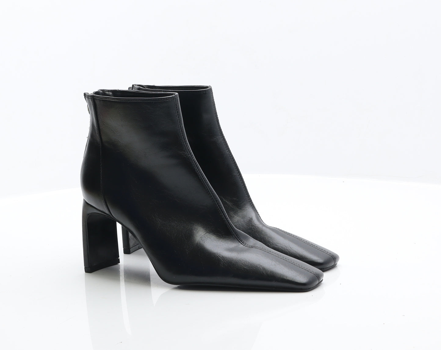 MNO Womens Black Leather Bootie Boot UK 3.5 36