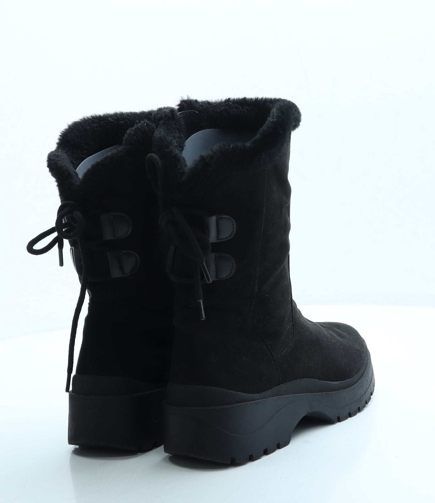 F&F Womens Black Suede Shearling Style Boot UK 6 39