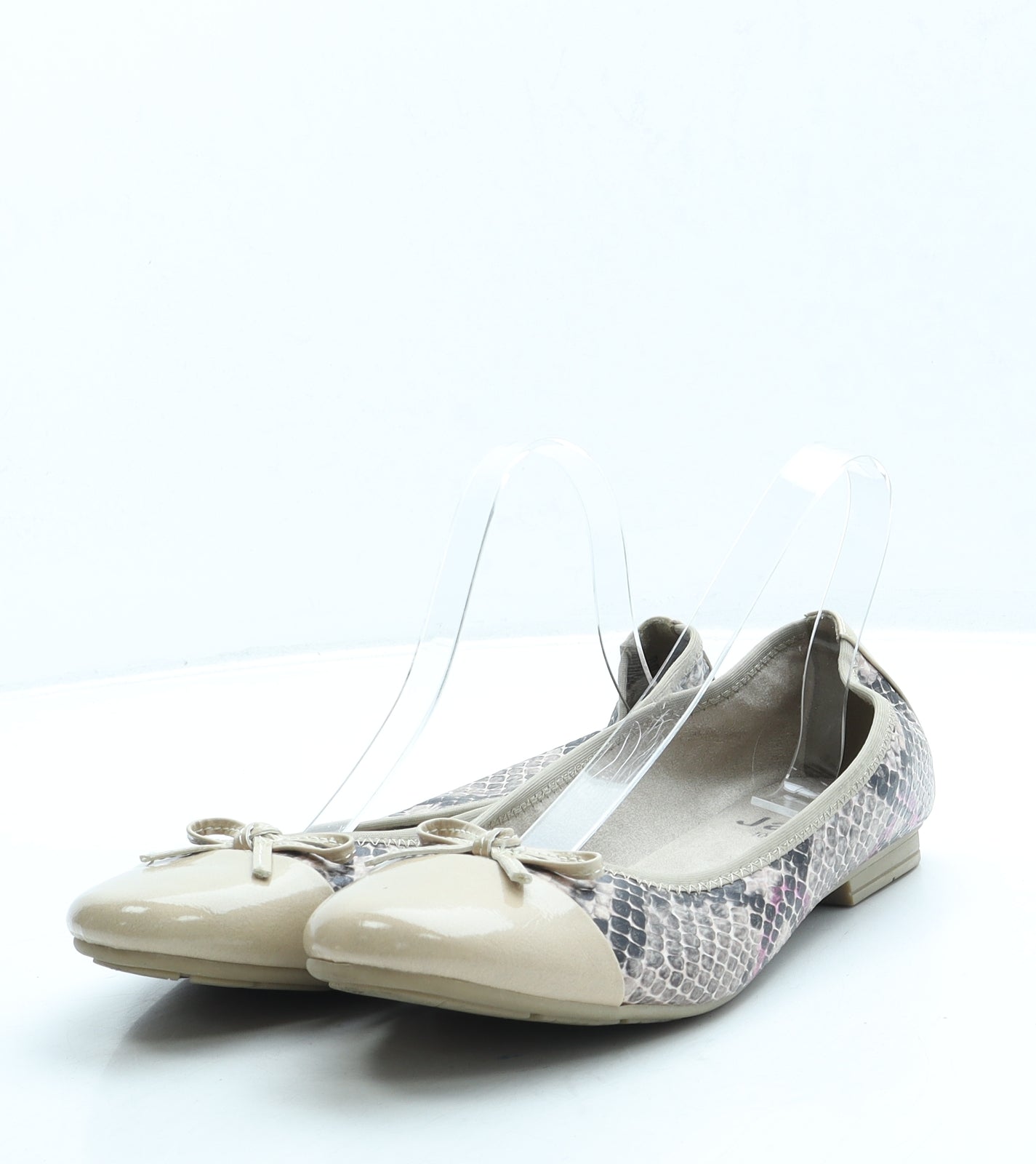 Jana Womens Beige Animal Print Leather Ballet Flat UK 8 42