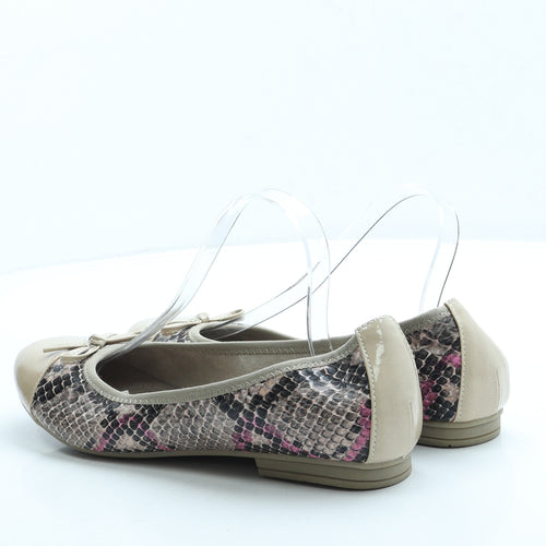 Jana Womens Beige Animal Print Leather Ballet Flat UK 8 42