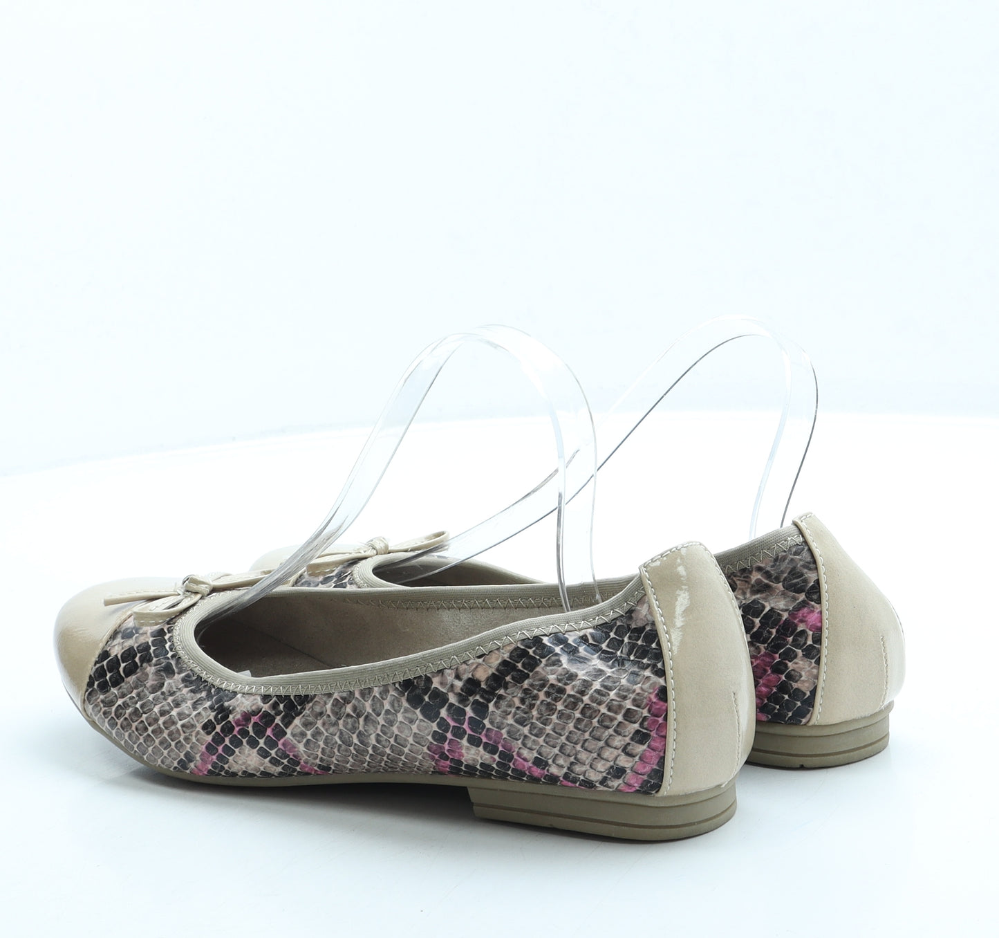 Jana Womens Beige Animal Print Leather Ballet Flat UK 8 42