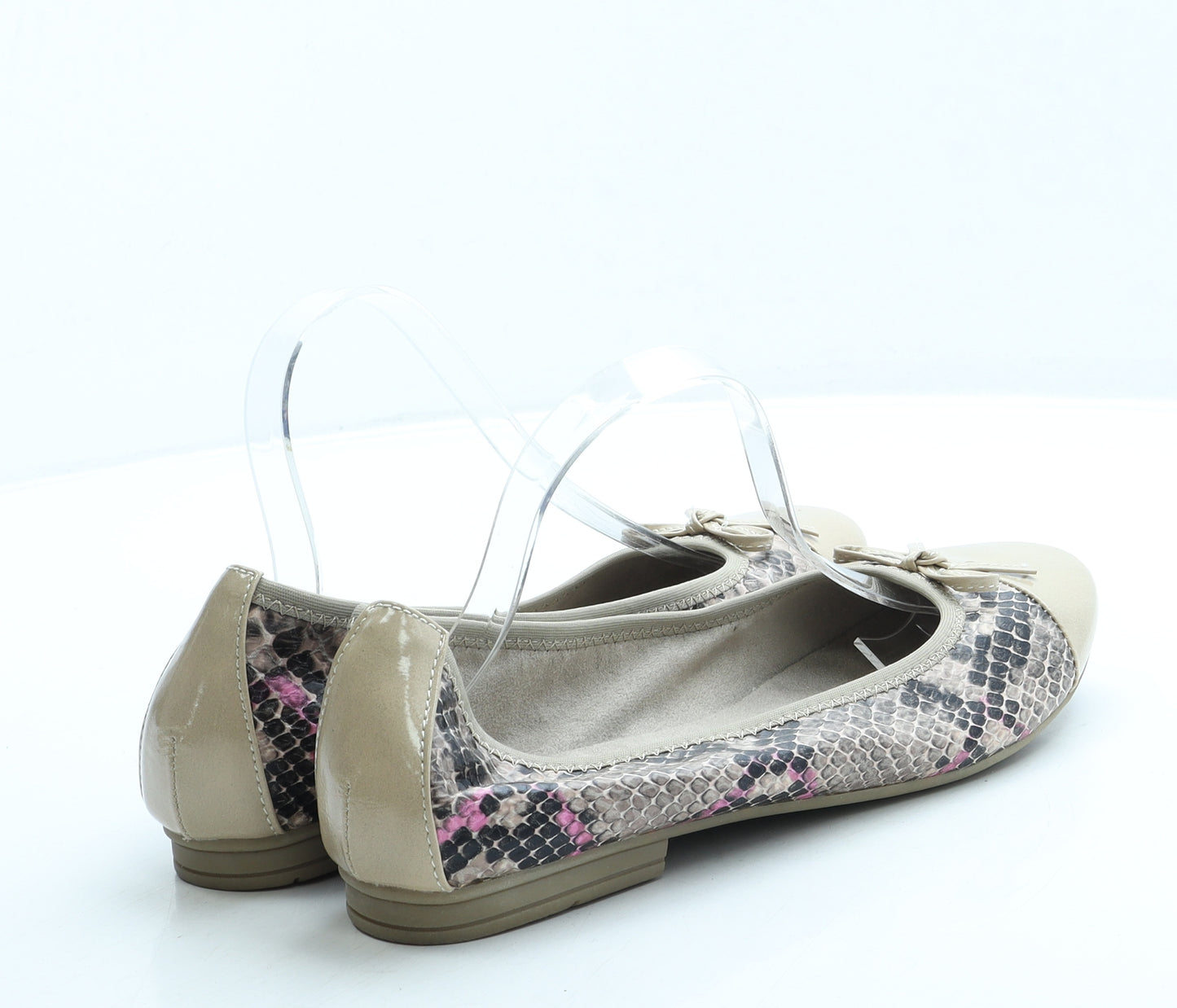 Jana Womens Beige Animal Print Leather Ballet Flat UK 8 42