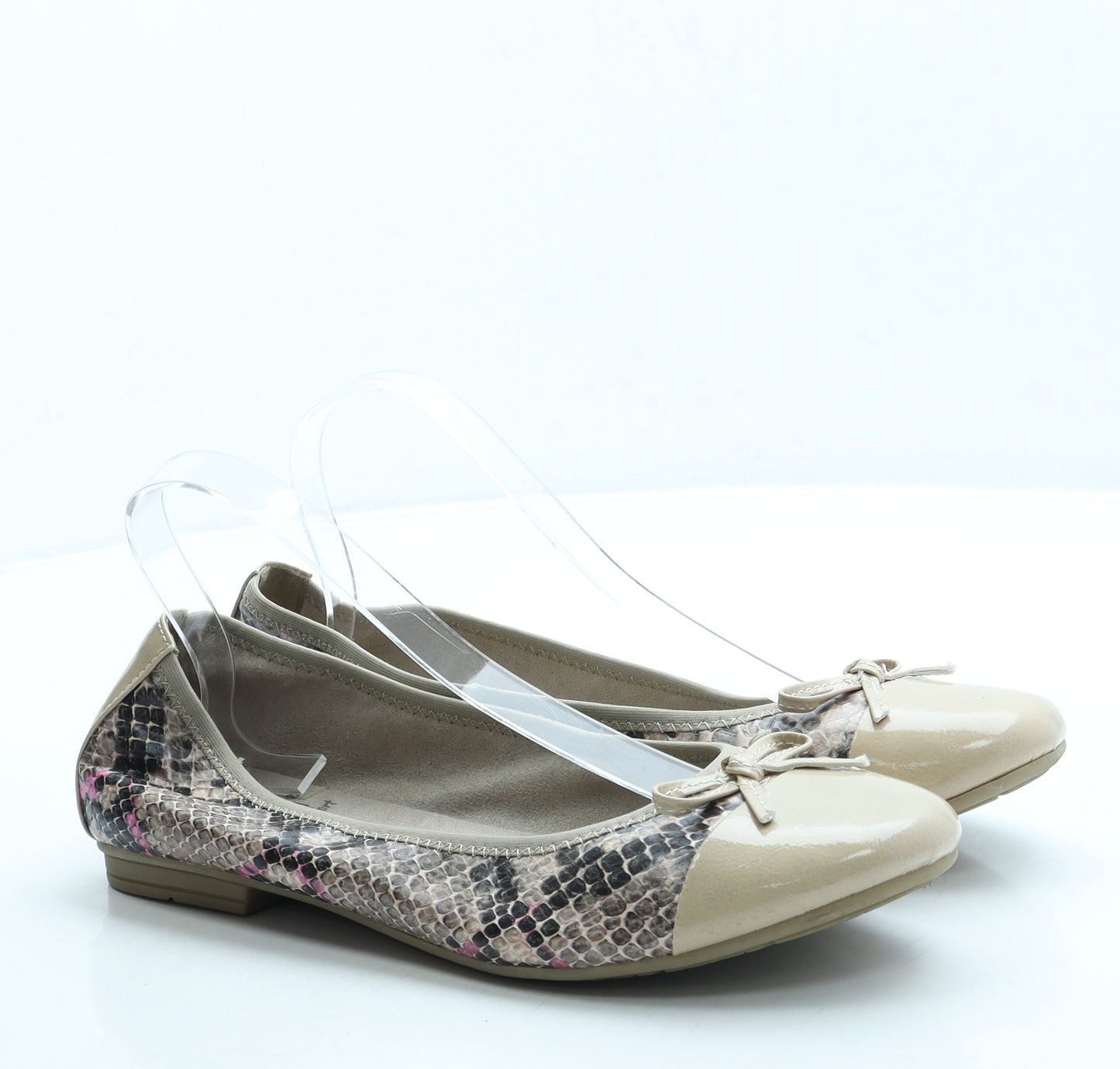 Jana Womens Beige Animal Print Leather Ballet Flat UK 8 42