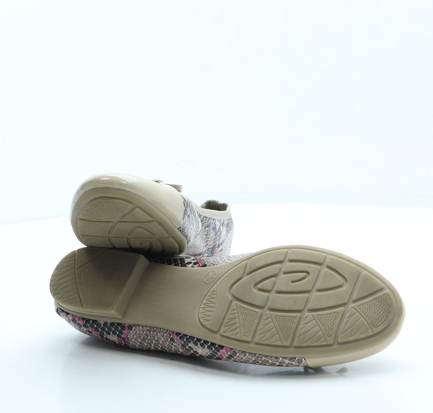 Jana Womens Beige Animal Print Leather Ballet Flat UK 8 42