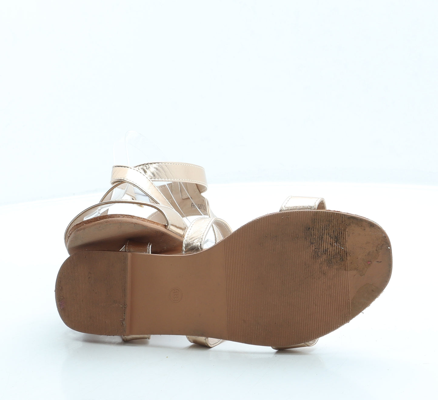 Boohoo Womens Gold Leather Strappy Sandal UK 5 38